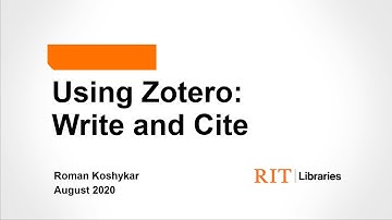 Using Zotero: Write and Cite