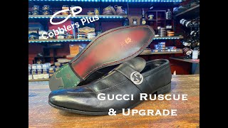 Gucci Loafers Saved with JR Soles after bad resoles and crushed heel counter