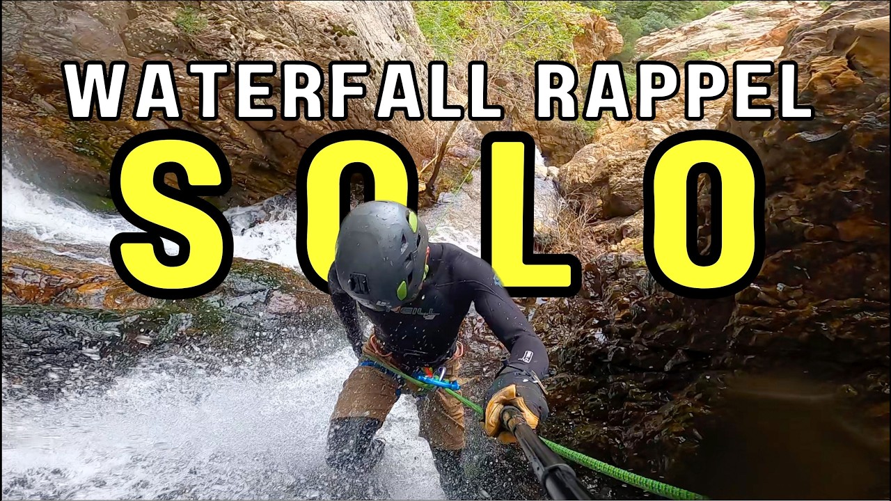 Solo Rappel Into a Freezing Waterfall | Heughs Canyon