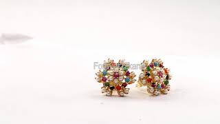 Fashion Round Cut Multi Color Stone Stud Solid Gold Earrings For Ladies by Forever22karat # e6186