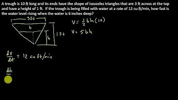 Calculus Related Rates - Water Pumped Into A Trough In The Shape Of A Triangle