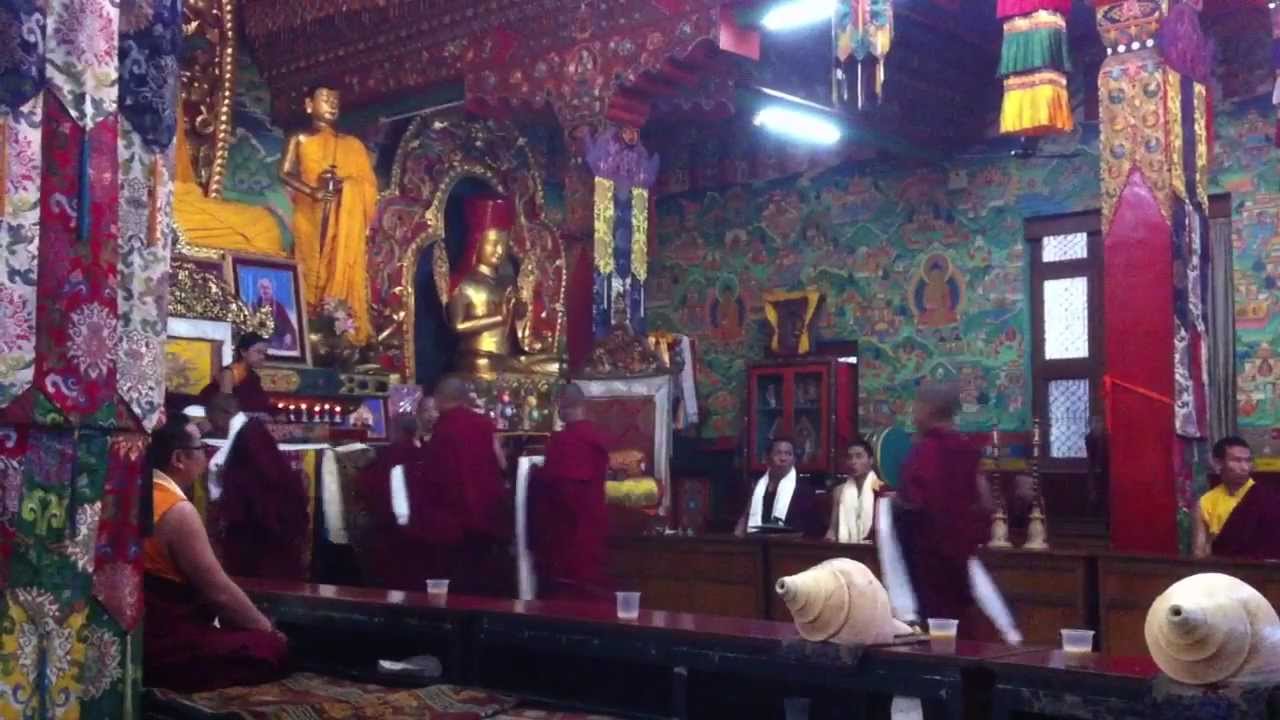 Buddhist Monks Chanting at Tharlam Monastery in Boudhanath, Kathmandu ...