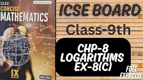 ICSE || Class-9th || Chp-8 || Logarithm ||Ex-8(C) Selina Book ||Maths @learn_with_rukhsar_sayyed