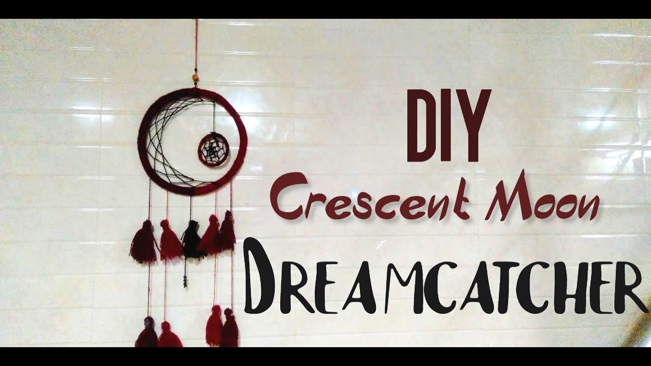 DIY Crescent Moon Dream Catcher | Room Decor Projects - YouTube