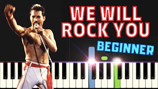 We Will Rock You I Queen I Beginner Piano Tutorial I Easy Sheet I Slow