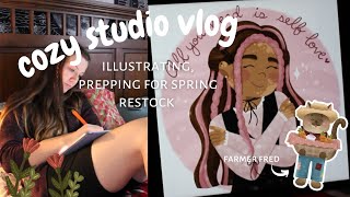 cozy studio vlog ✿ illustrating in bed, drinking coffee, and prepping for spring restock by MoviusMakes 423 views 1 year ago 7 minutes, 6 seconds