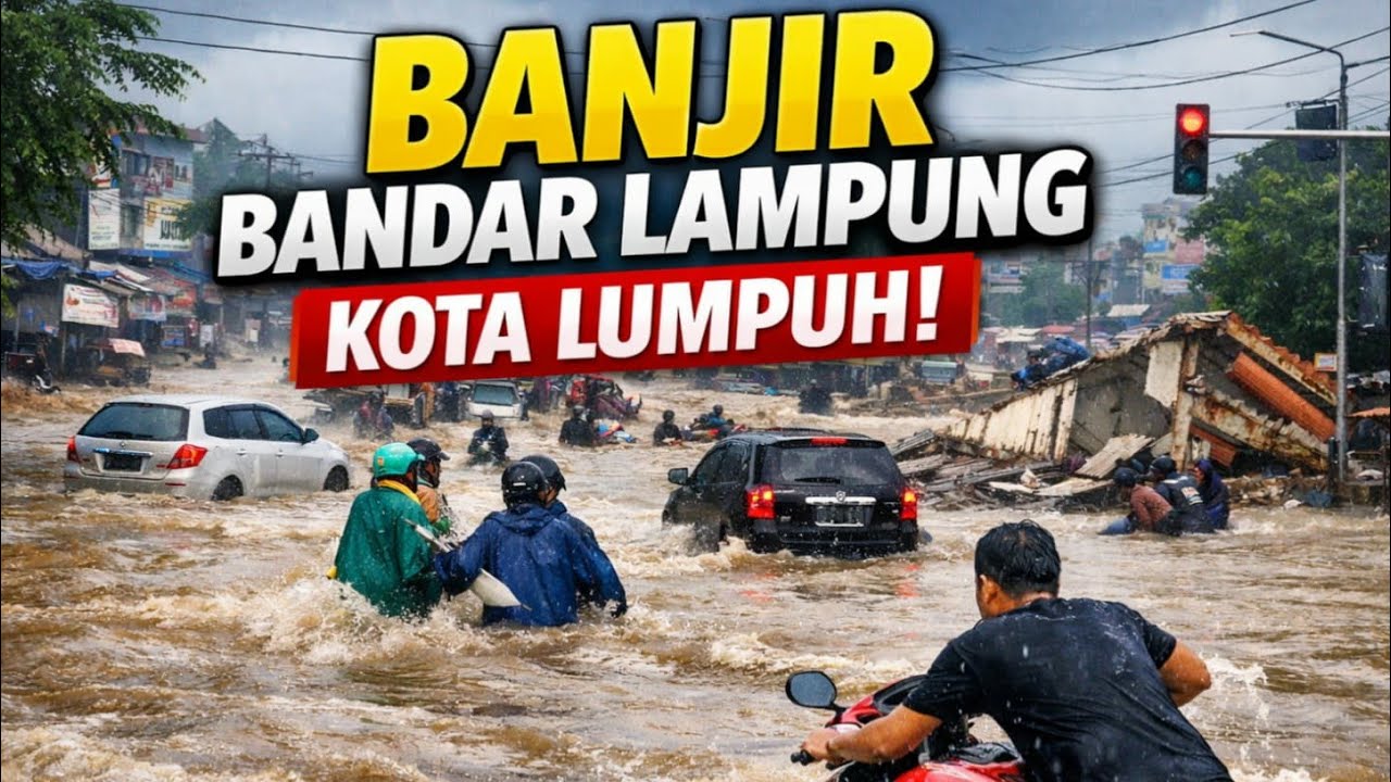 BANJIR BESAR TERJANG BANDAR LAMPUNG HARI INI! Hujan Deras Bikin Kota Lumpuh, Warga Panik