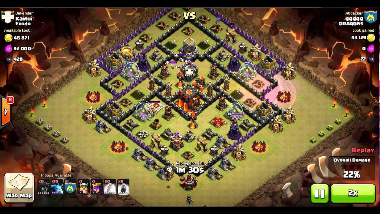 TH9 vs TH10 scratch 1 star using loonz and minions clan wars