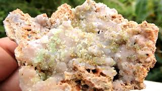 Adamite crystals on Smithsonite mineral specimen from the Lavrion mines in Greece