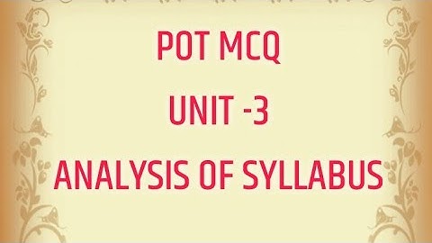 POT MCQ UNIT-3 ANALYSIS THA SYLLABUS