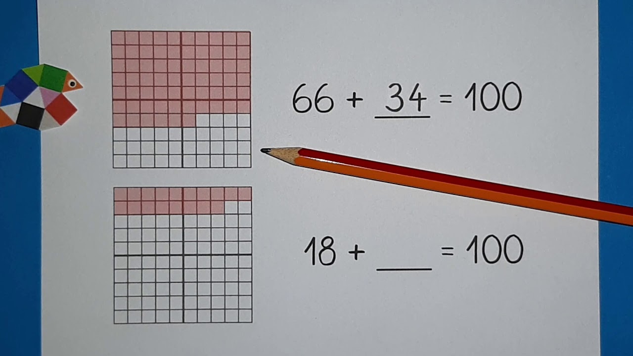Ergänzen bis 100 am Hunderterfeld (Teil 5) / Mathe / Klasse 2 / einfach
