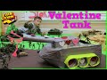 DIY Valentine's Day Tank Box with Plastic Army Men Pretend Play Battle and Real Tank at the Park