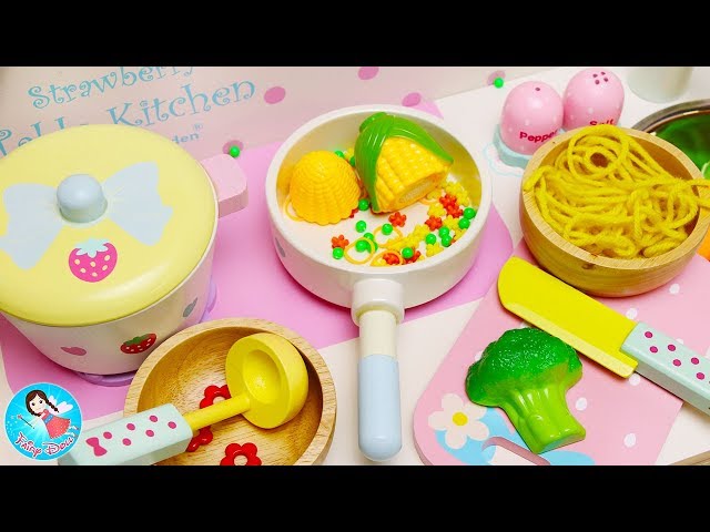 Wooden Kitchen Cooking  Play Toys Velcro Cutting Fruit & Vegetable Baby Doll Cooking Toy class=