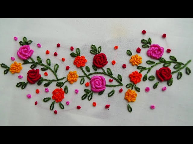 Hand Embroidery: Bullion Roses/Design for all over the shirt