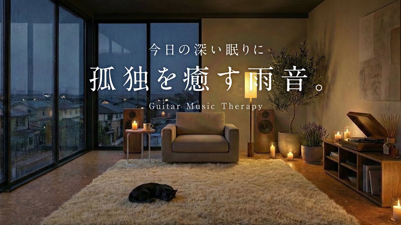 【夜のおやすみBGM】今日の深い眠りに、孤独を癒す雨音。｜[ Ambient ] Relax Guitar Lo-Fi for Sleep & Healing 🌖