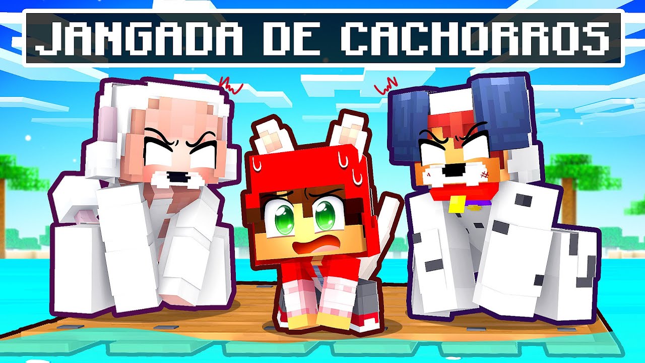 UM GATO em uma JANGADA de CACHORROS no Minecraft