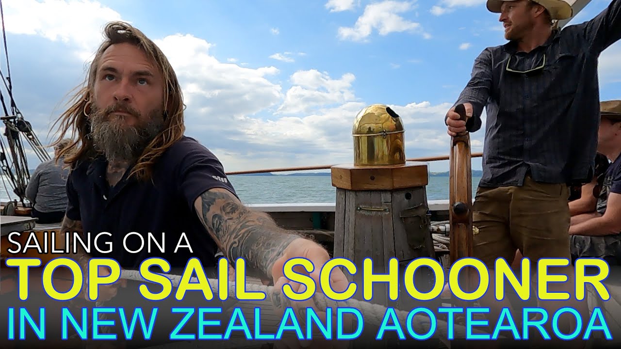 Sailing on the R. Tucker Thompson a Top Sail Schooner in the Bay of Islands in New Zealand