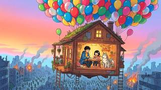 Surviving Above a Zombie City in a Balloon House | Ghibli ASMR screenshot 1