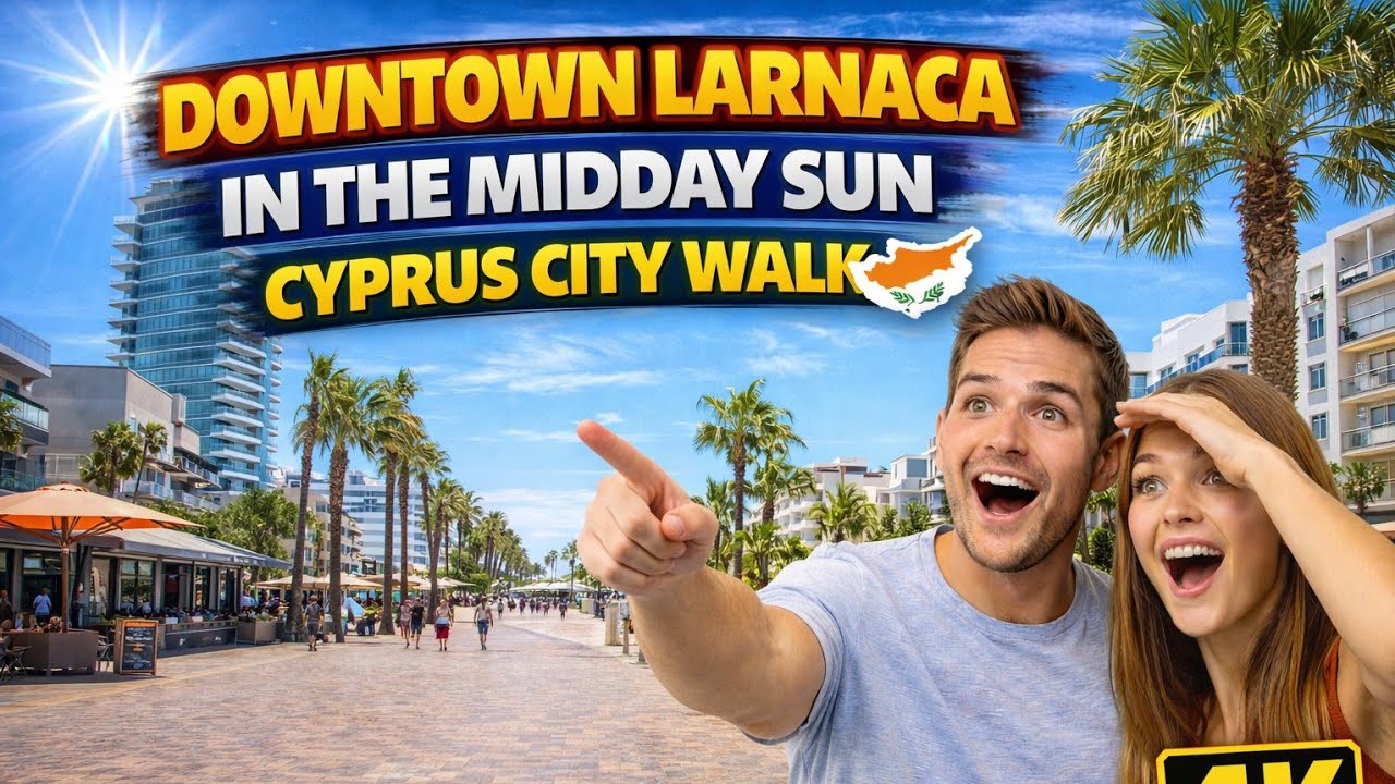Downtown Larnaca in the Midday Sun Cyprus City Walk