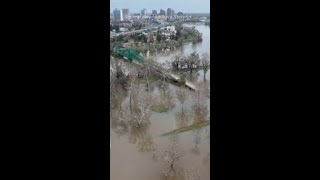 Drone footage shows Sacramento flooding amid continuing California storms
