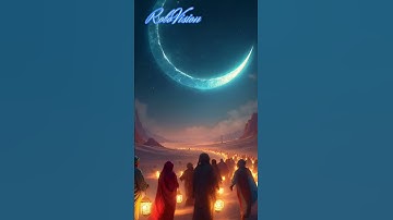 ✨ Crescent Moon Night | People with Lanterns Walking in Desert ✨#ai #trending #rabiulawal