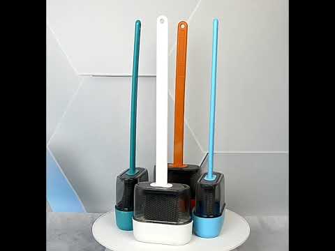 Білий йоржик для унітазу з силіконовою щіткою, що гнеться, і колбою. Нова модель, видео 1