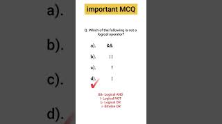 important MCQ of C language | logical operator #shorts