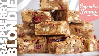 Raspberry White Chocolate Blondie Recipe | Cupcake Jemma Channel