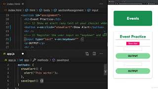 II. Basics &amp; Core Concepts - DOM Interaction with Vue. 16.2. Time to Practice Event Binding Solution