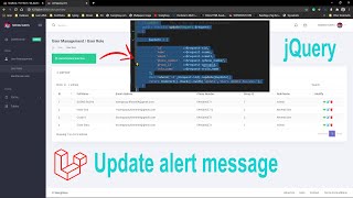 Update data alert message and hide jQuery Laravel