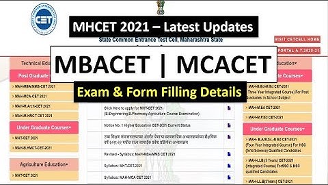 MHCET 2021 - MBA/MCA CET : Latest Updates - Exam Dates Announced |Form filling/Registration Details