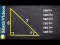 Evaluating the six trigonometric functions given a right triangle