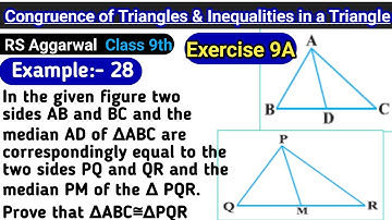 In the given figure the two sides ab and bc and the median ad of triangle abc | Class 9 math Ex 9A