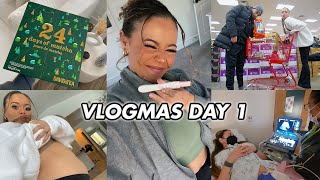 VLOGMAS DAY 1! pregnancy, christmas shopping + gender reveal!!