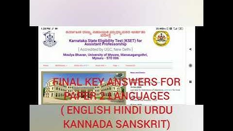 FINAL KEY ANSWERS FOR PAPER 2 LANGUAGES (ENGLISH HINDI URDU KANNADA SANSKRIT) 2020