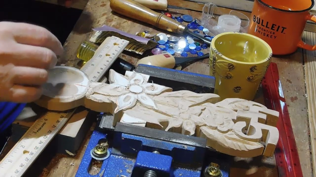 Carving of the Welsh 45th Wedding Love Spoon  Part 4