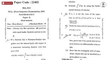 MSC 1ST SEM MATHEMATICS REAL ANALYSIS 2021 | MJPRU