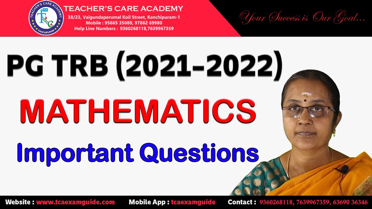PGTRB 2021-2022: MATHS - IMPORTANT QUESTIONS
