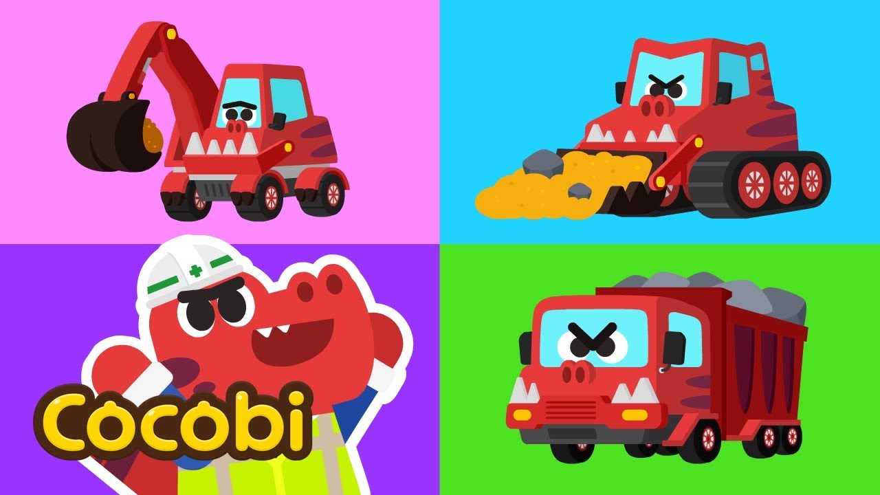 T-rex Veículos Pesados | Músicas Infantis | Kids Songs | Cocobi