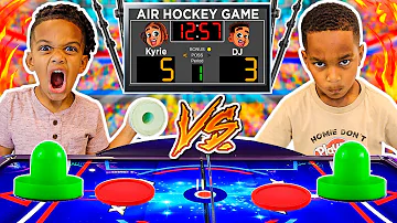 1 VS 1 AIR HOCKEY GAME DJ & KYRIE FACE TO FACE BATTLE | THE PRINCE FAMILY CLUBHOUSE