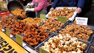 Best Crispy Chicken! Traditional market fried chicken, Spicy seasoned chicken \/ Korean Street food