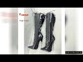 New 18cm Metal Heel Knee High Women Boots Night Club Stage Pointed Toe Pole Dance Shoes Patent Leath