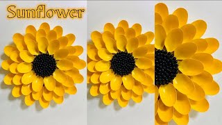 Beautiful Sunflower Making With Plastic Spoons 🌻 | Flower Making Idea | Best Out Of Waste |