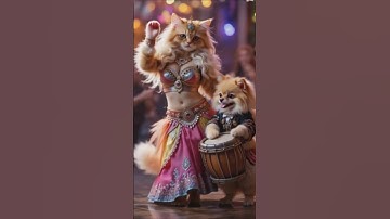 Hilarious Dancing Cat & Drumming Pomeranian! #cute #funny #doglover