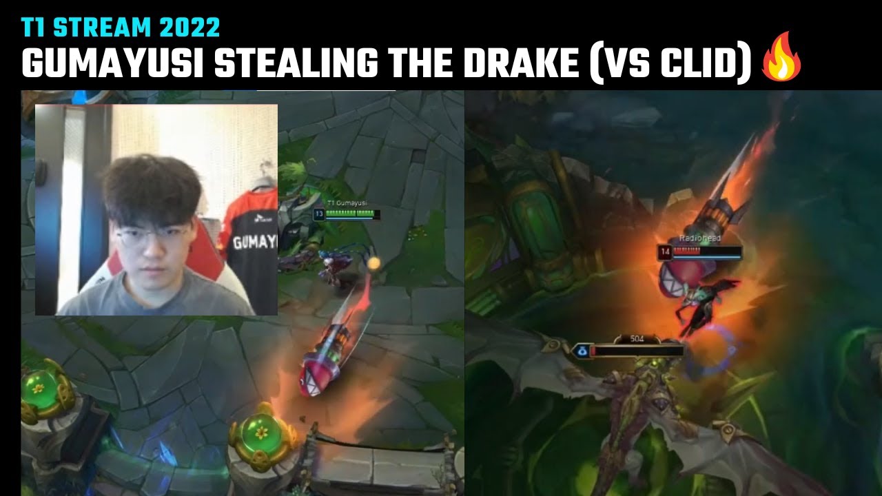Gumayusi stealing the drake (vs HLE Clid) 🔥 Best Jungler | T1 Stream Moments | T1 cute moments