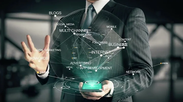 businessman with digital marketing hologram concept