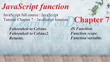 JavaScript full course | JavaScript Tutorial Chapter 7 - JavaScript function