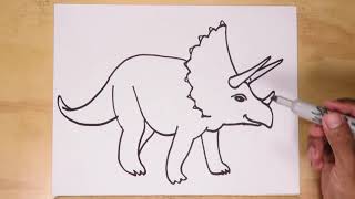 How to draw a Triceratops - Drawing dinosaurs screenshot 1