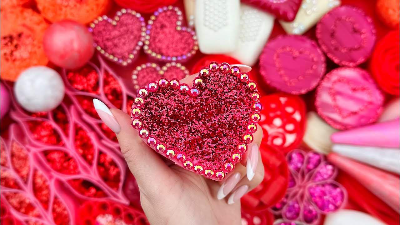 Soap boxes with glitter foam&starch★Cutting soap cubes ★4K★ 비누를 부수다