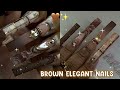 elegant brown marble nails   how to cushion nail   recreation set 